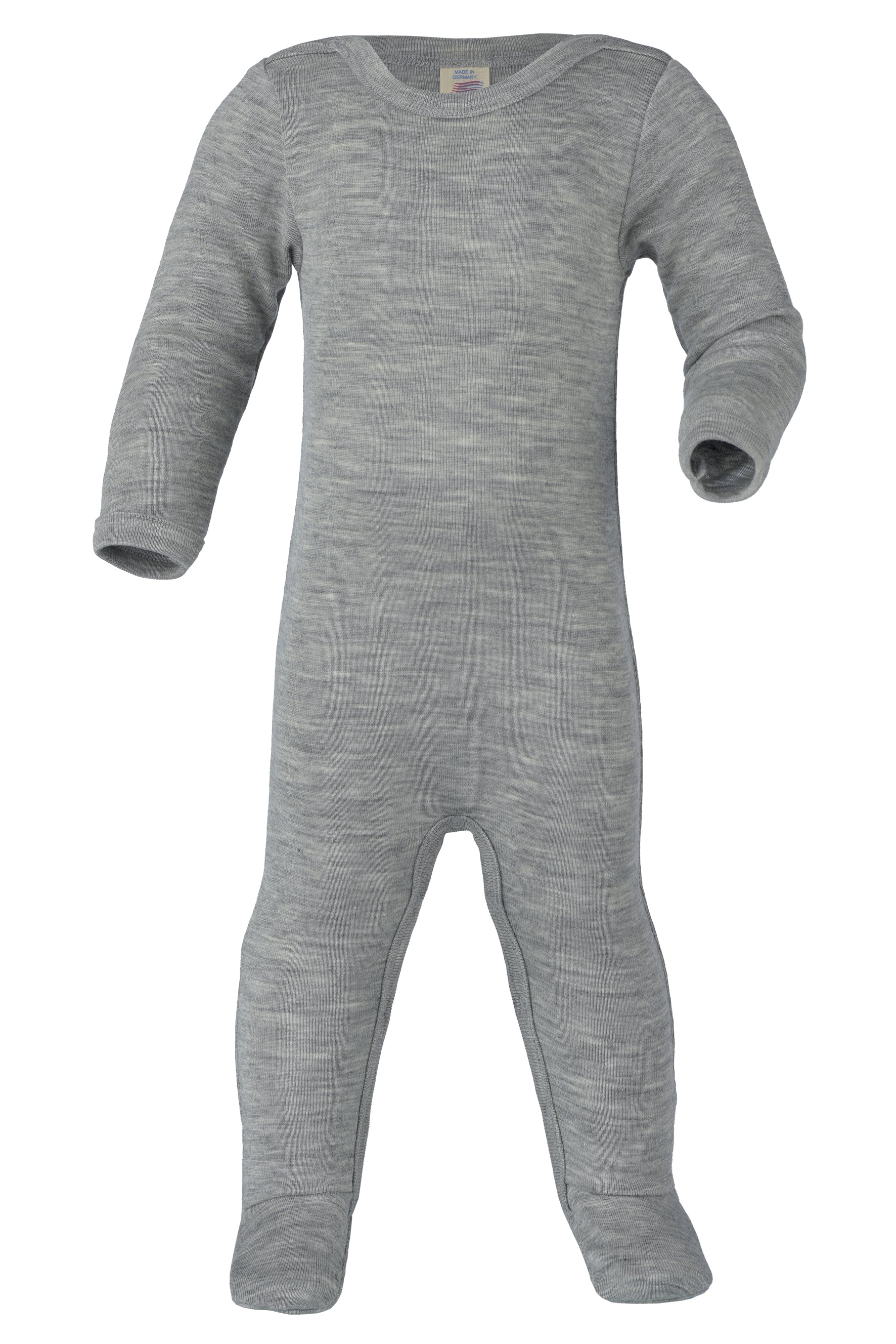 Tutina in lana e seta con piedi // grigio melange